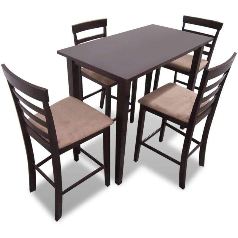 

Mesa de bar y 4 taburetes de barra madera marrón - Marrón