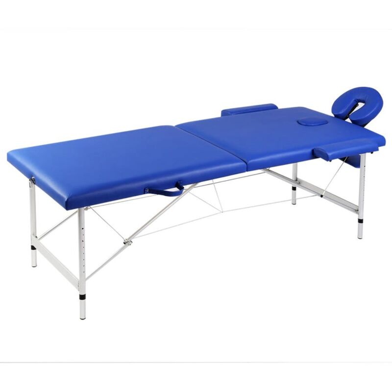 

Mesa camilla de masaje de aluminio plegable de dos cuerpos azúles