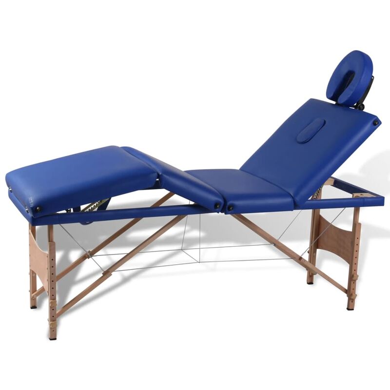

Mesa camilla de masaje de madera plegable de cuatro cuerpos azules