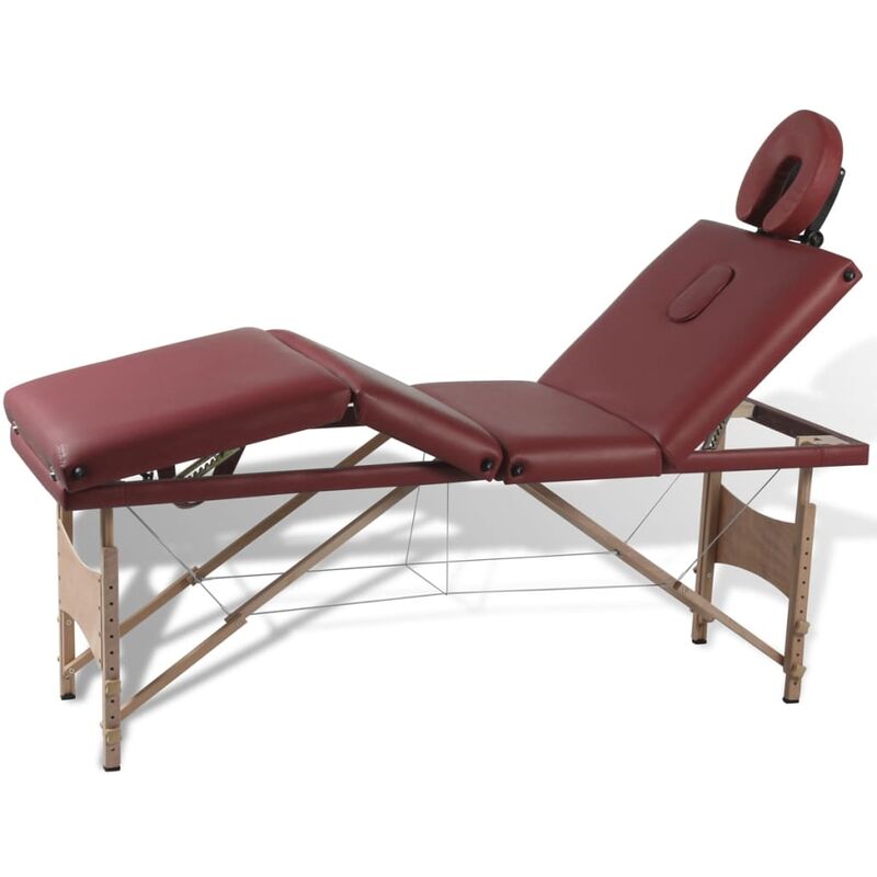 

Mesa camilla de masaje de madera plegable de cuatro cuerpos rojos