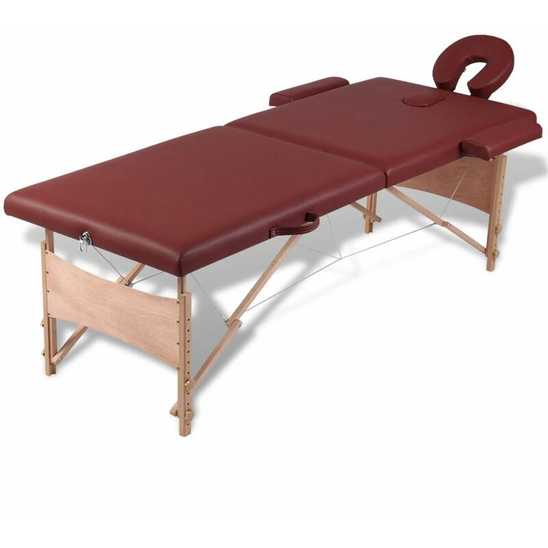 

Mesa camilla de masaje de madera plegable de dos cuerpos rojos