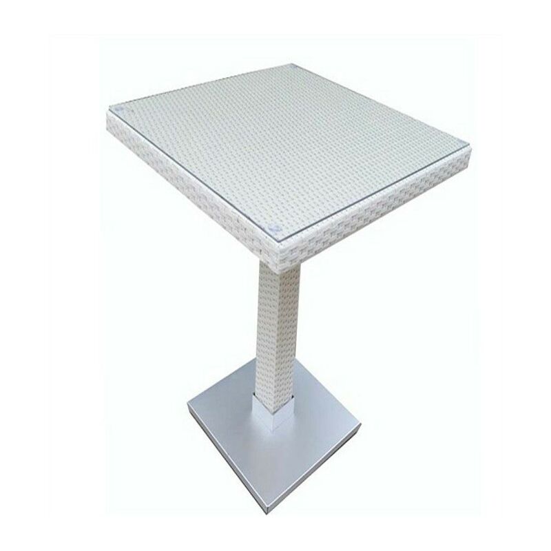 

Mesa CANDICE, alta, aluminio, ratán blanco beige, 60x60 cms