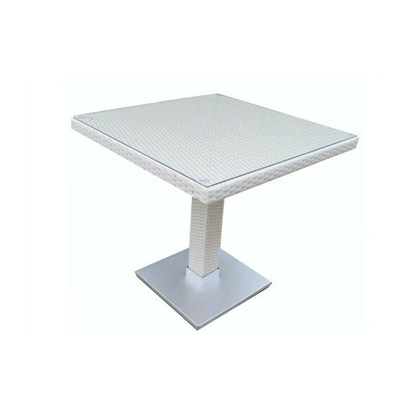 

Mesa CANDICE, aluminio, ratán blanco beige, 80x80 cms