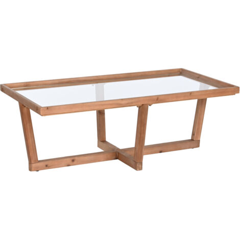 Mesa Centro Abeto Cristal 120X60X43 Natural Marron