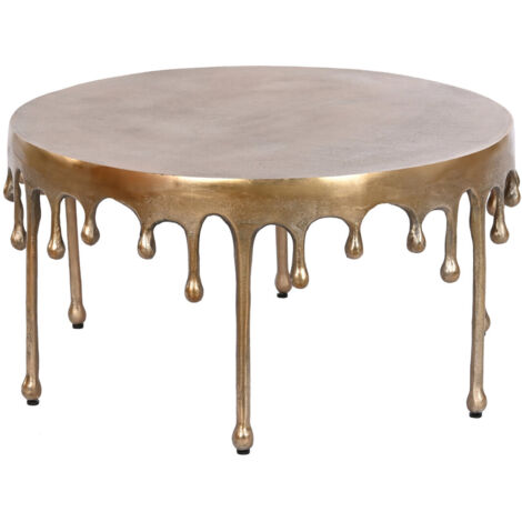 Mesa Centro Aluminio 75X75X40 Antique Gold Dorado