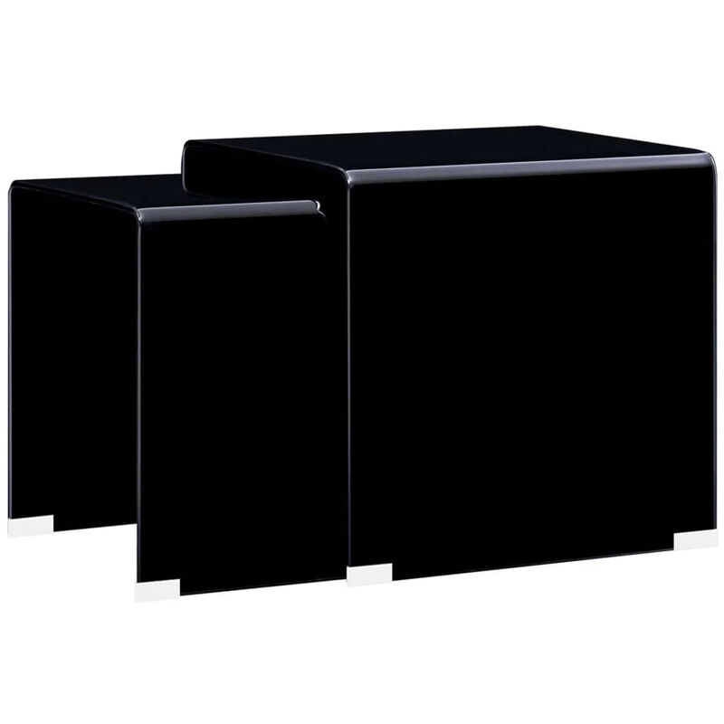 

Mesa centro apilables 2 pzas vidrio templado negro 42x42x41,5cm