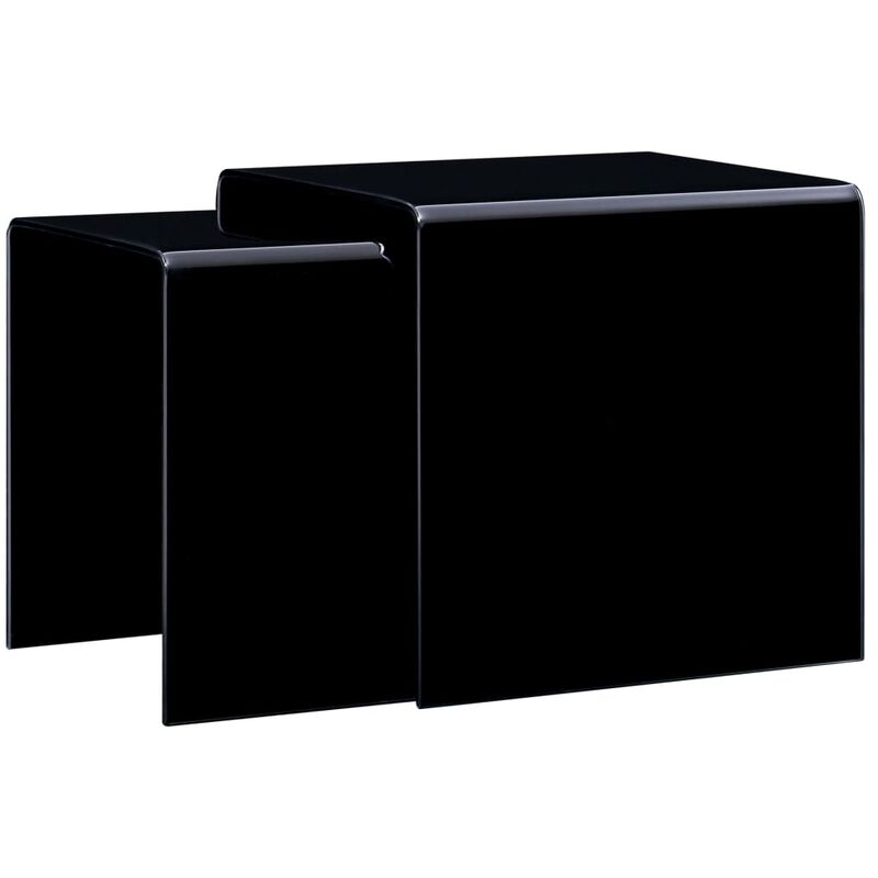 

Mesa centro apilables 2 pzas vidrio templado negro 42x42x41,5cm