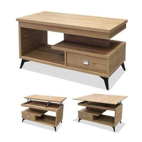 HM-ACTUALLY Mesa centro convertible en mesa de comedor acabado salermo, 64cm(alto) 113cm(ancho) 58/116cm(largo)