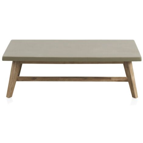 Mesa Centro De Madera De Acacia Y Tapa De Cemento Ligero Coleccion Atesso