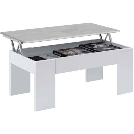 MOBIMARKET CENTRO ELEVABLE 45X100X50CM CEMENTO/ BLANCO ARTIK