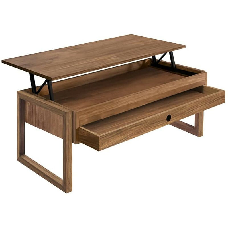 

Mesa Centro Elevable Cajon Deslizante Madera Maciza color Encerado, Pata Cuadrada