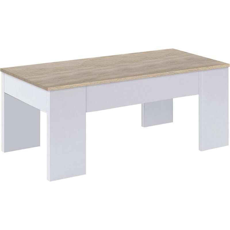 

FRS - Mesa centro elevable en blanco artik y roble canadian 45 cm(alto)100 cm(ancho)50 cm(largo) Color ROBLE CANADIAN-BLANCO ARTIK