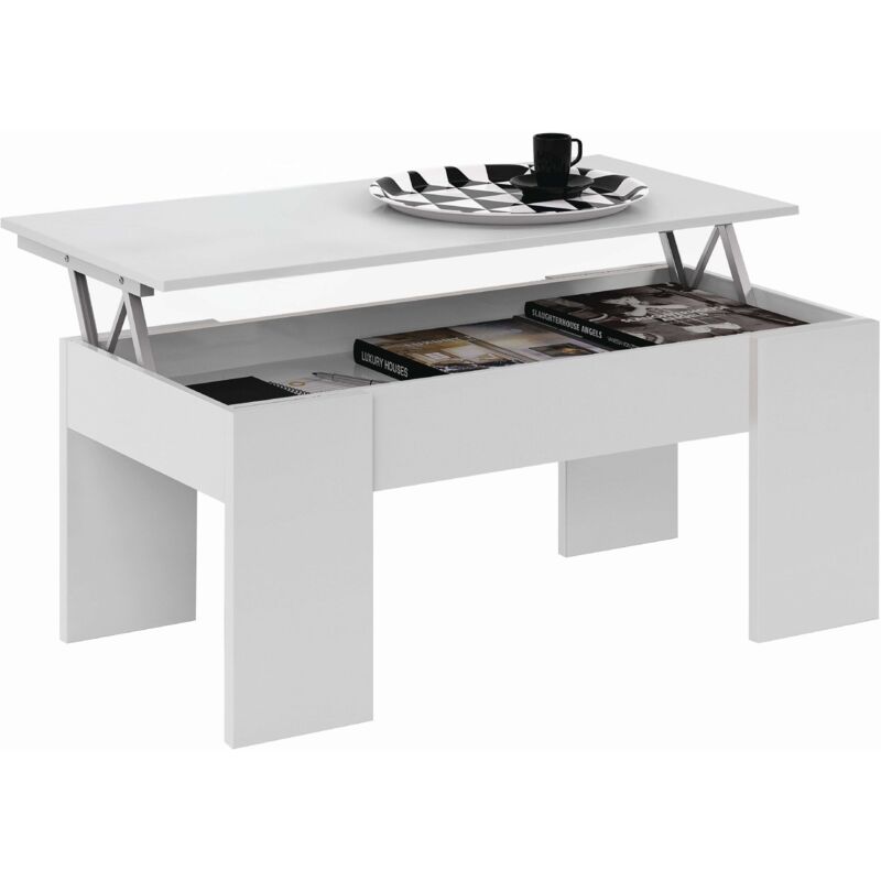 

Mesa centro elevable salón comedor color blanco artik (mate) 100x50x45-56 cm