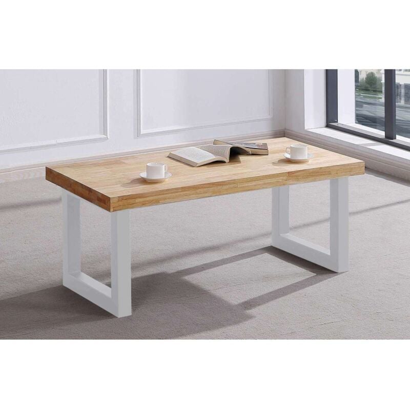 

Mesa centro elevable Loft color roble salvaje estructura en varios colores 47,5 cm(alto)120 cm(ancho)60 cm(largo) Color ROBLE CLARO-BLANCO