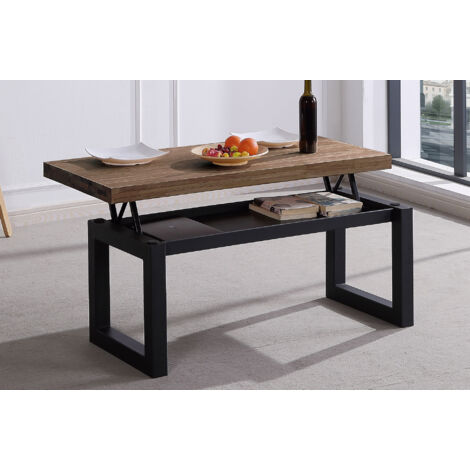Mesa Centro Elevable Loft Roble  American / Negro. OK1214