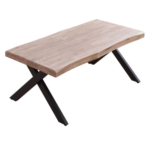Mesa Centro Elevable Xena Tapa Con Forma Roble Honey  / Negro. OK1059