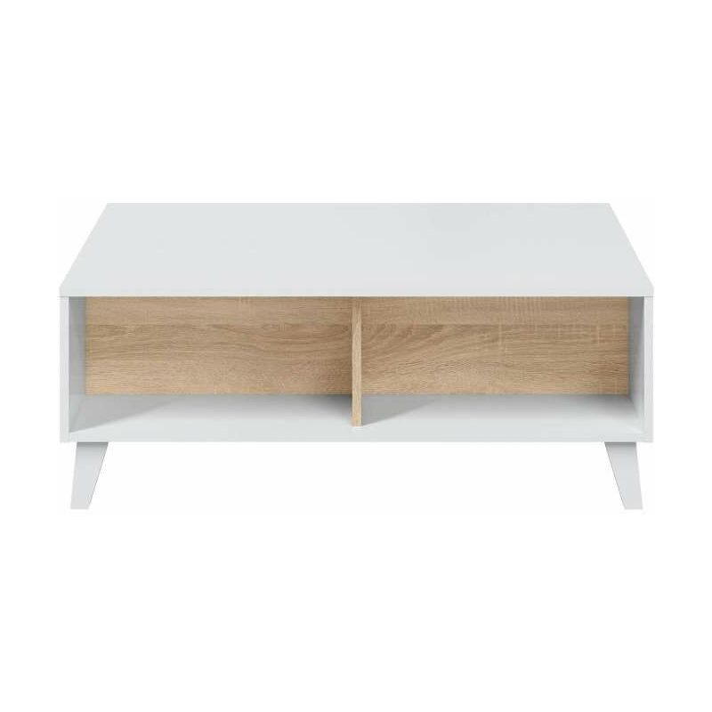 

FRS - Mesa centro elevable Oria en blanco y roble canadian 38 cm(alto)100 cm(ancho)68 cm(largo) Color ROBLE CANADIAN-BLANCO