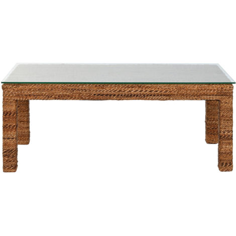 Mesa Centro Fibra Teca 120X60X45 Cristal Templado