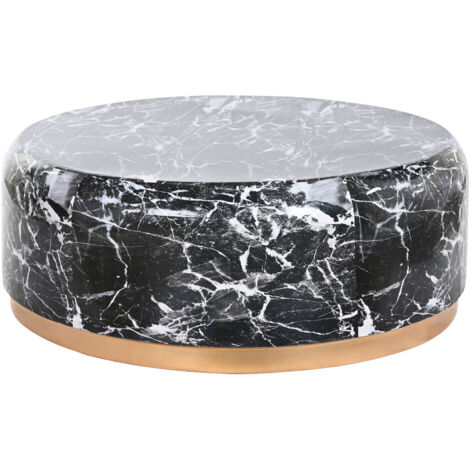 Mesa Centro Hierro 120X120X46,5 Simil Marmol Negro MB206171