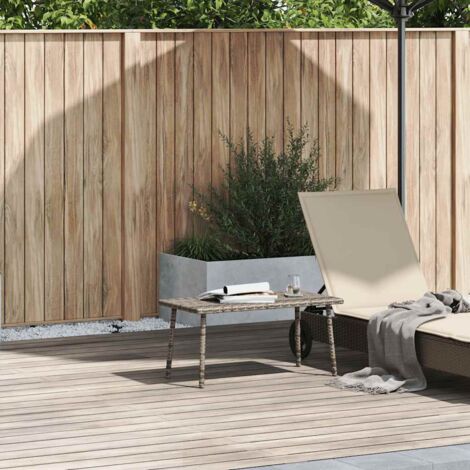 Mesa centro jardín rectangular gris 80x40x37cm ratán sintético