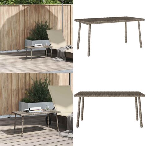 Mesa centro jardín rectangular gris 80x40x37cm ratán sintético - Mesa de centro - Ratán sintético