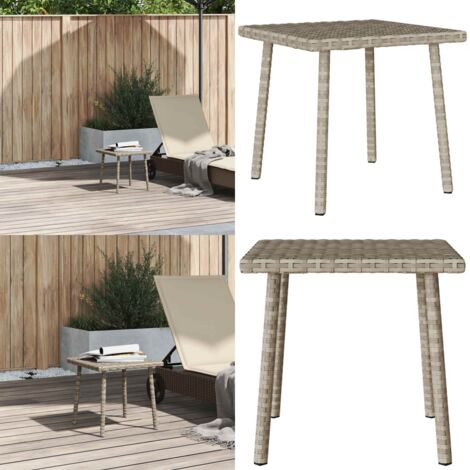 Mesa centro jardín rectangular gris claro 40x40x37cm - Mesa de centro - Ratán sintético