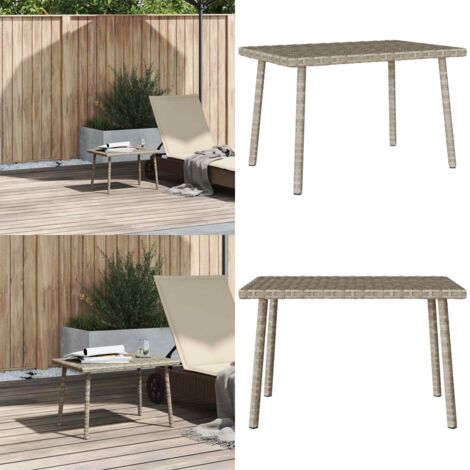 Mesa centro jardín rectangular gris claro 60x40x37 cm - Mesa de centro - Ratán sintético