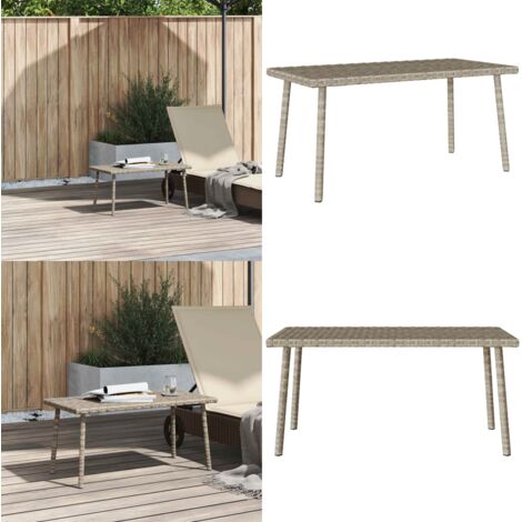 Mesa centro jardín rectangular gris claro 80x40x37cm - Mesa de centro - Ratán sintético