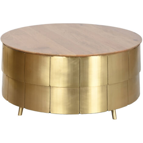 Mesa Centro Mango Laton 90X90X45 Dorado