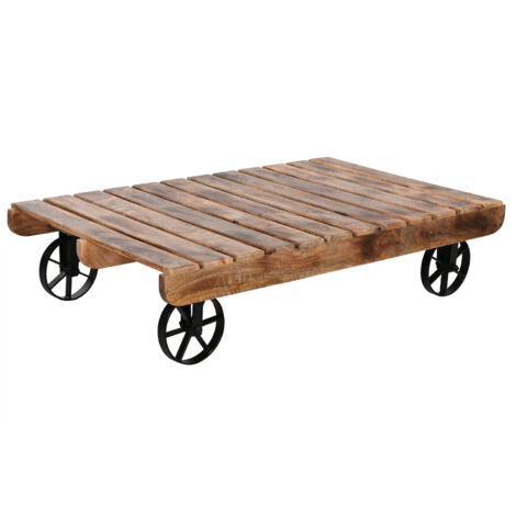 Mesa Centro Mango Metal 130X80X32 Ruedas Natural