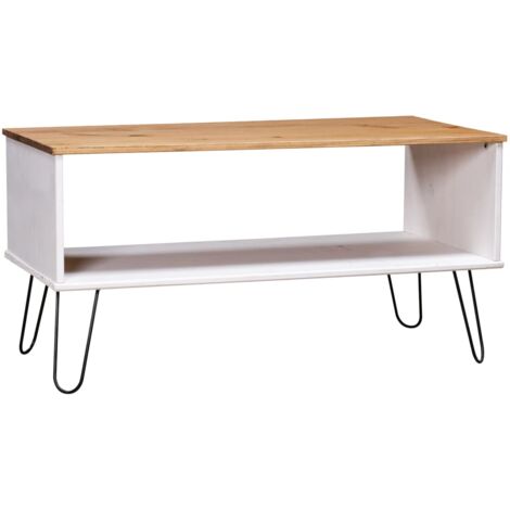 Mesa centro New York madera maciza pino blanca y madera clara vidaXL