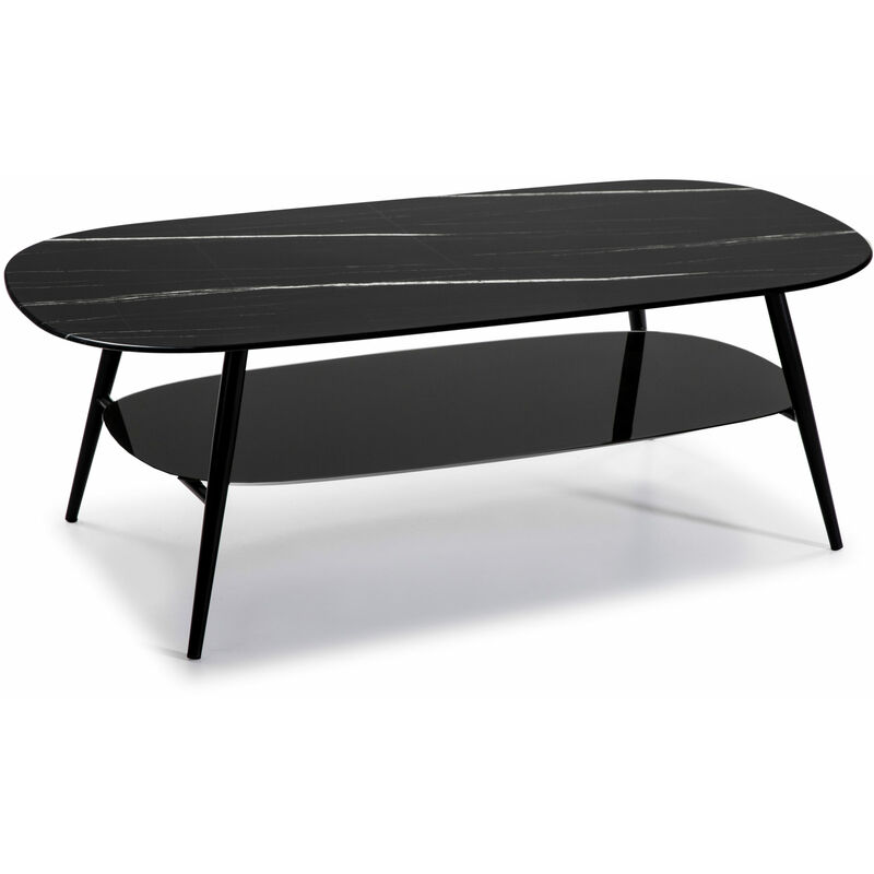 

Mesa Centro Rect. Alina 120X60. Cristal Marmol Neg