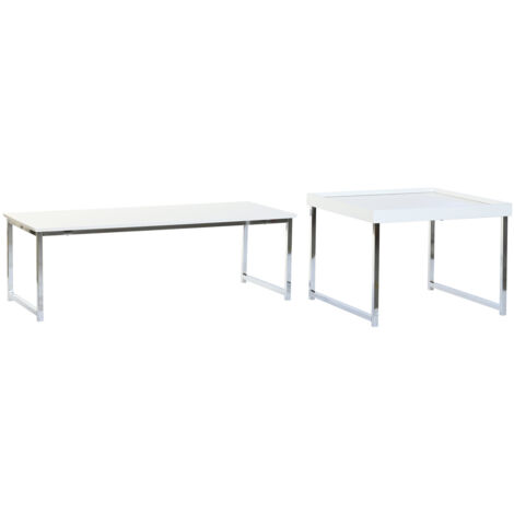 Mesa Centro Set 2 Acero Mdf 110X48X45 Blanco MB199664