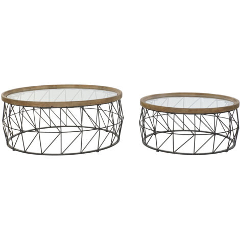 Mesa Centro Set 2 Metal Cristal 100X100X43 Cristal