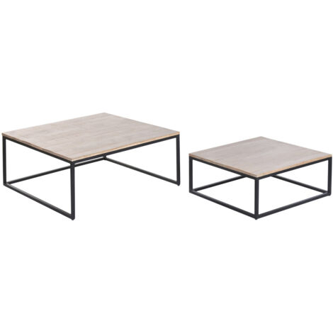 Mesa Centro Set 2 Metal Mango 90X90X40 Natural