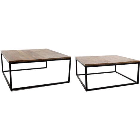 Mesa Centro Set 2 Metal Mango 90X90X40 Natural MB177295