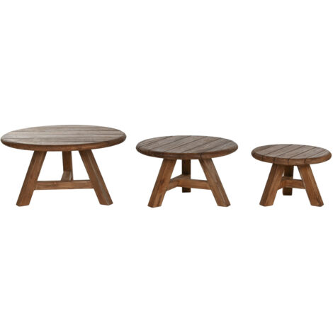 Mesa Centro Set 3 Teca Reciclada 80X80X45