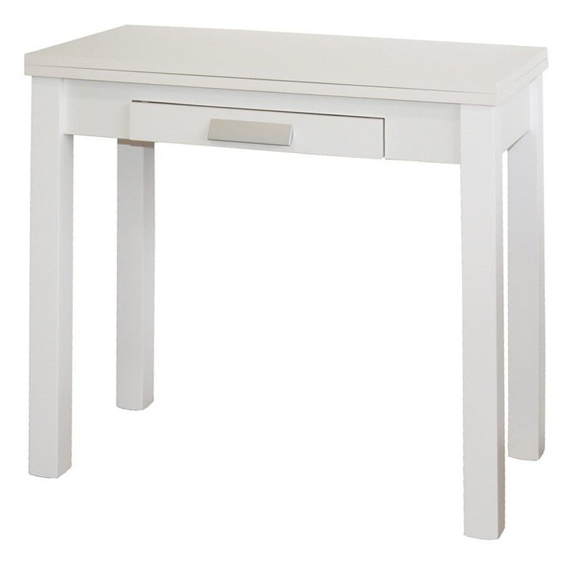 

Velocimuebles - Mesa Cocina Extensible Prils Apertura Libro Color Blanco 1 Cajon Espacios pequeños 76x80x40/80 cm