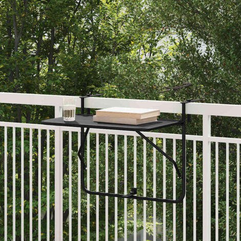 Mesa Colgante de Balcón Negro 60 x 39 x 65 cm Acero