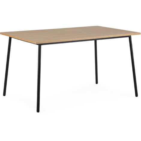 Mesa Comedor 135X90X77 Madera Natural/Metal Negro