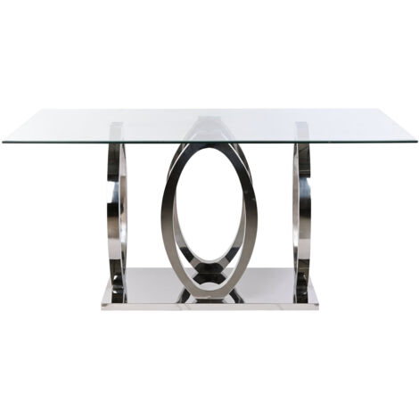 Mesa Comedor Acero Cristal Templado 160X90X76