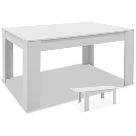 Mesa comedor Bass extensible acabado blanco mate, 77cm(alto) 140-200cm(ancho) 90cm(largo)