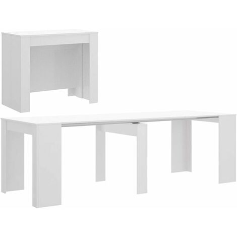 Mesa Comedor Consola extensible, de 54 cm a los 239 cm de Largo ( 5 POSICIONES ) Blanco Brillo