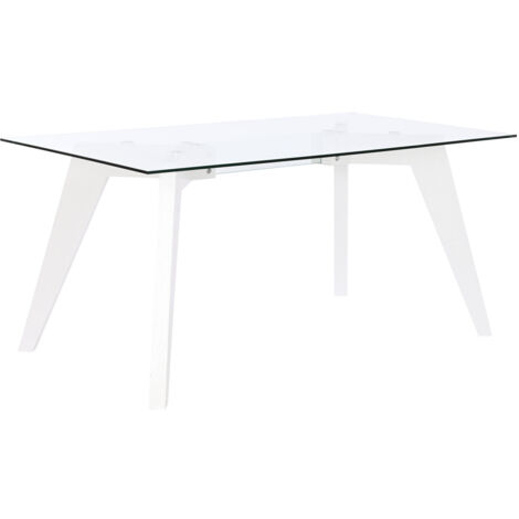 Mesa Comedor Cristal Mdf 160X90X75 Templado Blanco