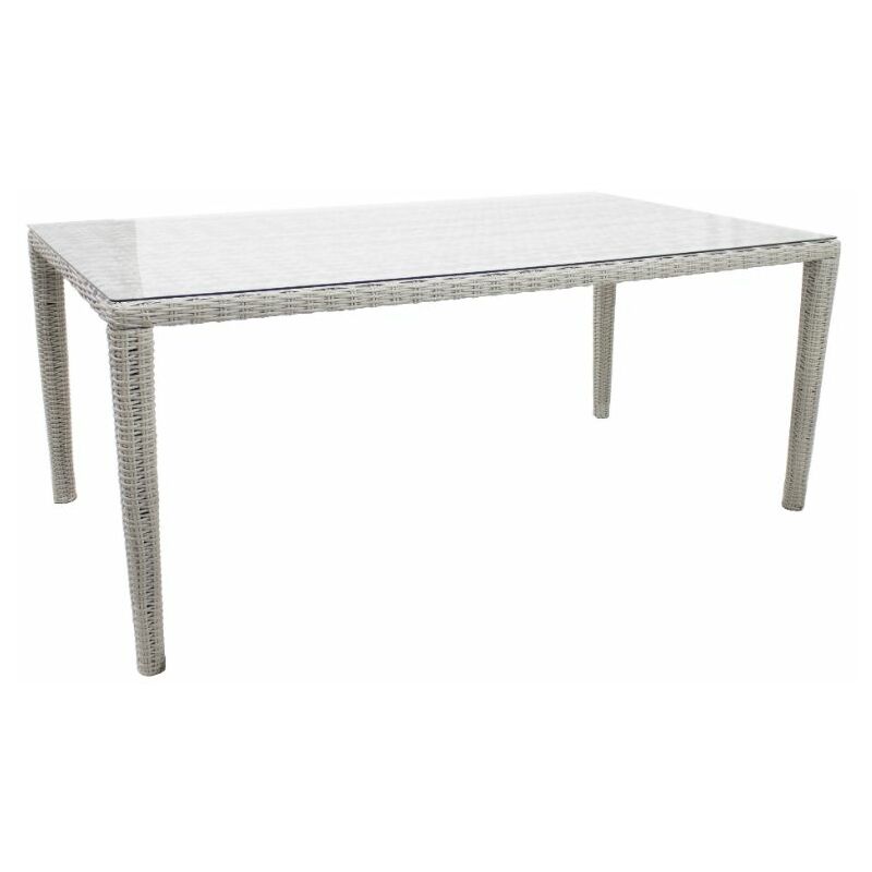 

Mesa Comedor de Aluminio y Trenzado Rattan con encimera de Cristal Templado 180x100 cm