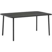 Mesa comedor de jardín acero 150x90x72 cm listones gris oscuro