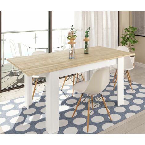 FORES Mesa Comedor extensible Kendra Blanco y Roble