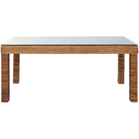 Mesa Comedor Fibra Teca 180X90X77 Cristal Templado