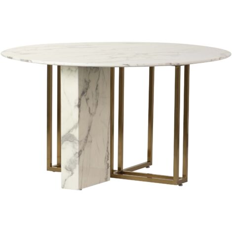 Mesa Comedor Inox.Marmol Sint. Nyngan 135X135X75Cm