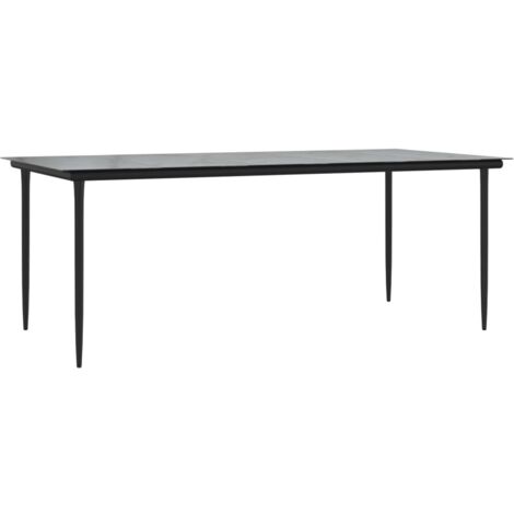 Mesa comedor jardín acero y vidrio templado negro 200x100x74 cm vidaXL